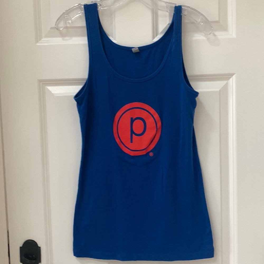 Pure Barre logo tank, blue Size Large but runs Small